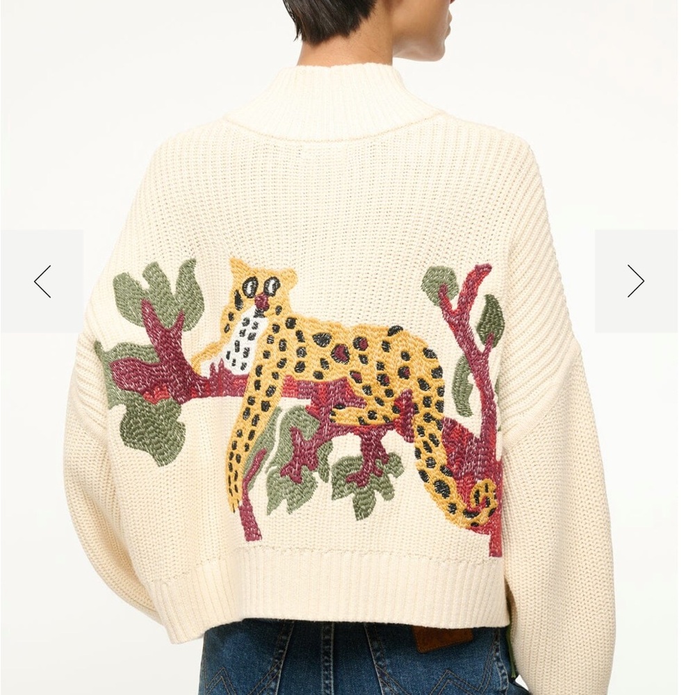 STAUD CROPPED HAMPTON SWEATER JUNGLE LEOPARD